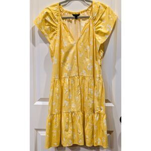 Banana Republic ☀️ Yellow Floral Mini Dress Small S Ruffle Sleeve FREE SHIPPING